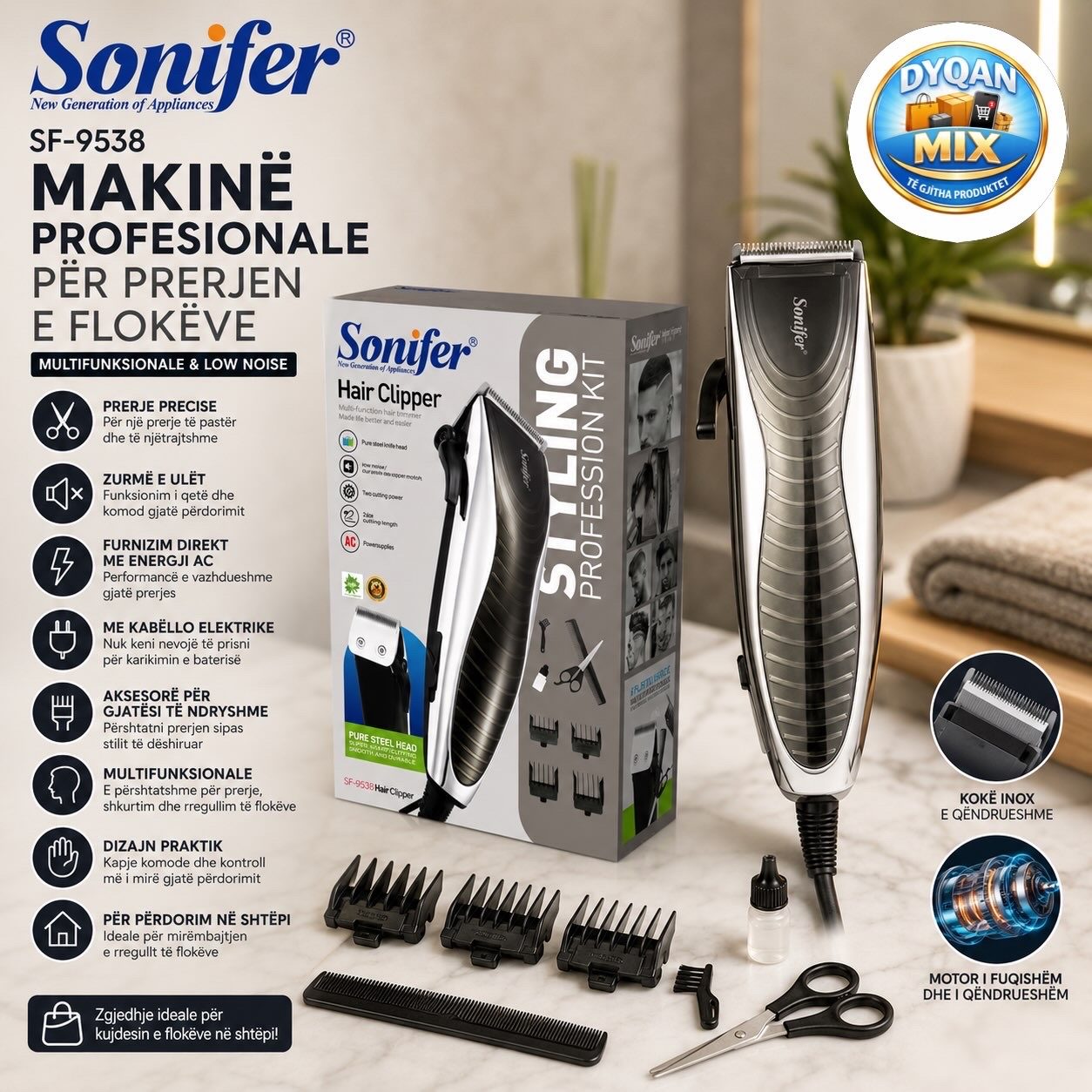 Sonifer SF-9538 - Makine profesionale per prerjen e flokeve