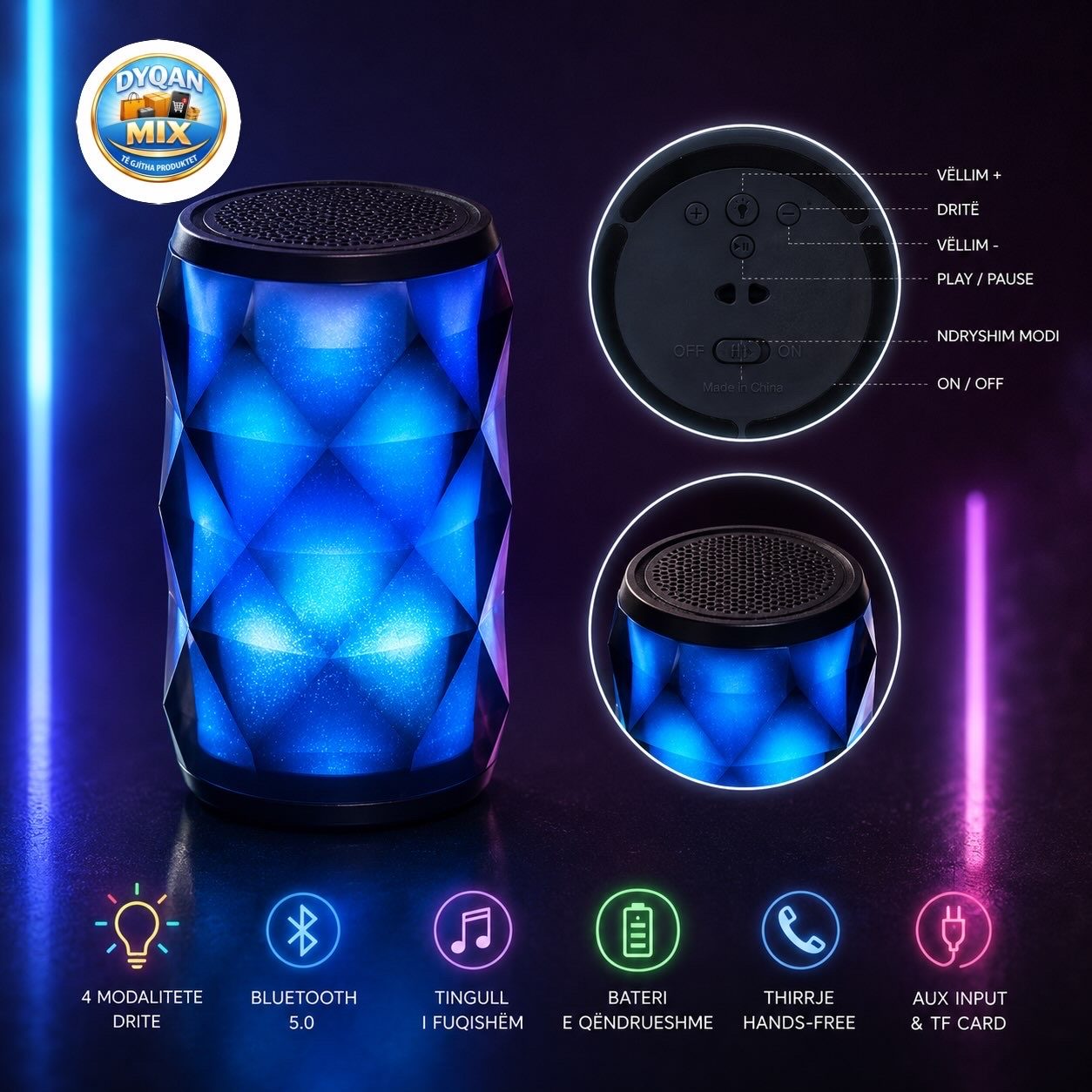 Crystal Can Galaxy™ – Bluetooth Speaker 3W me Drita LED Galaxy
