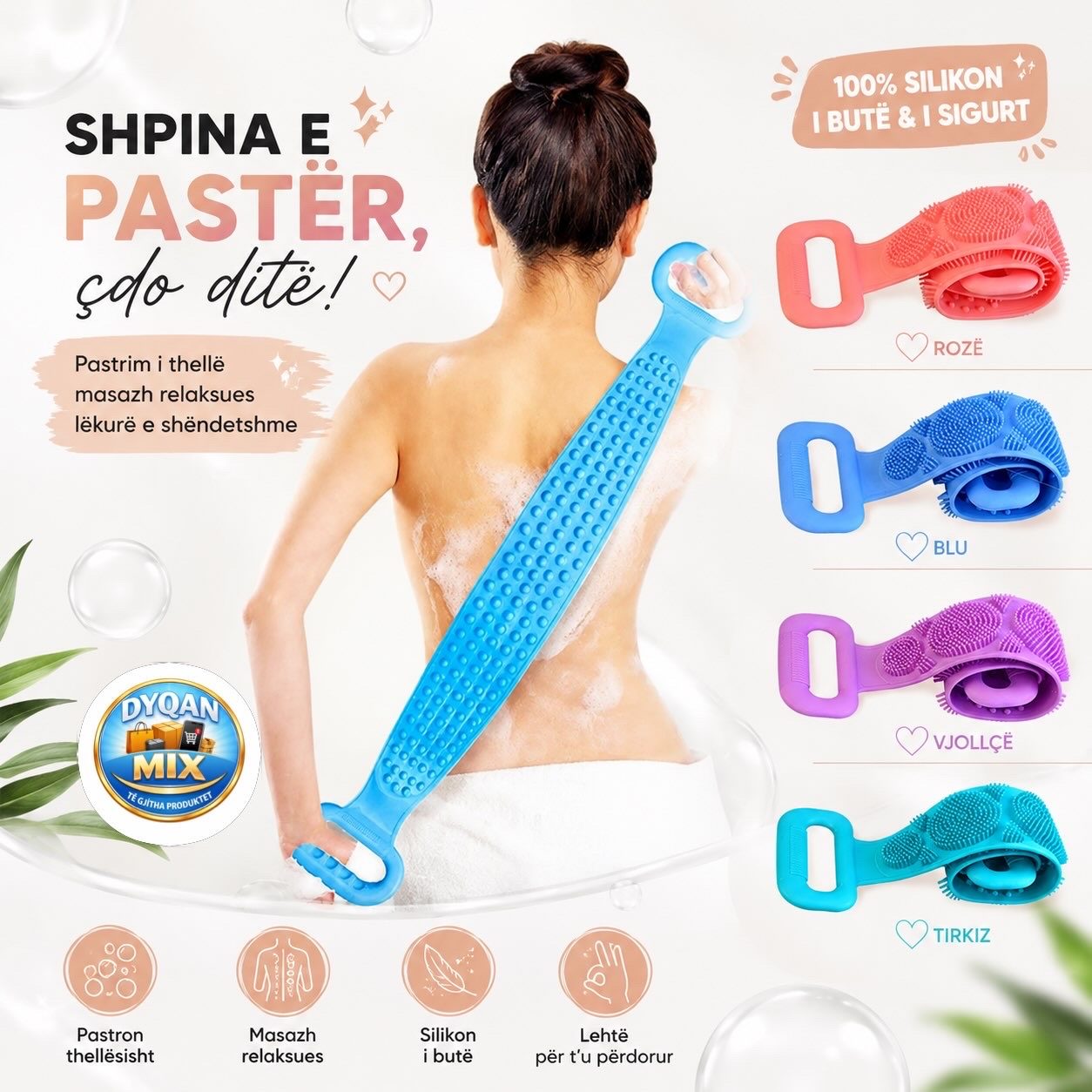SilkyScrub™ – Pastruese Dyansore prej Silikoni për Shpinë & Trup
