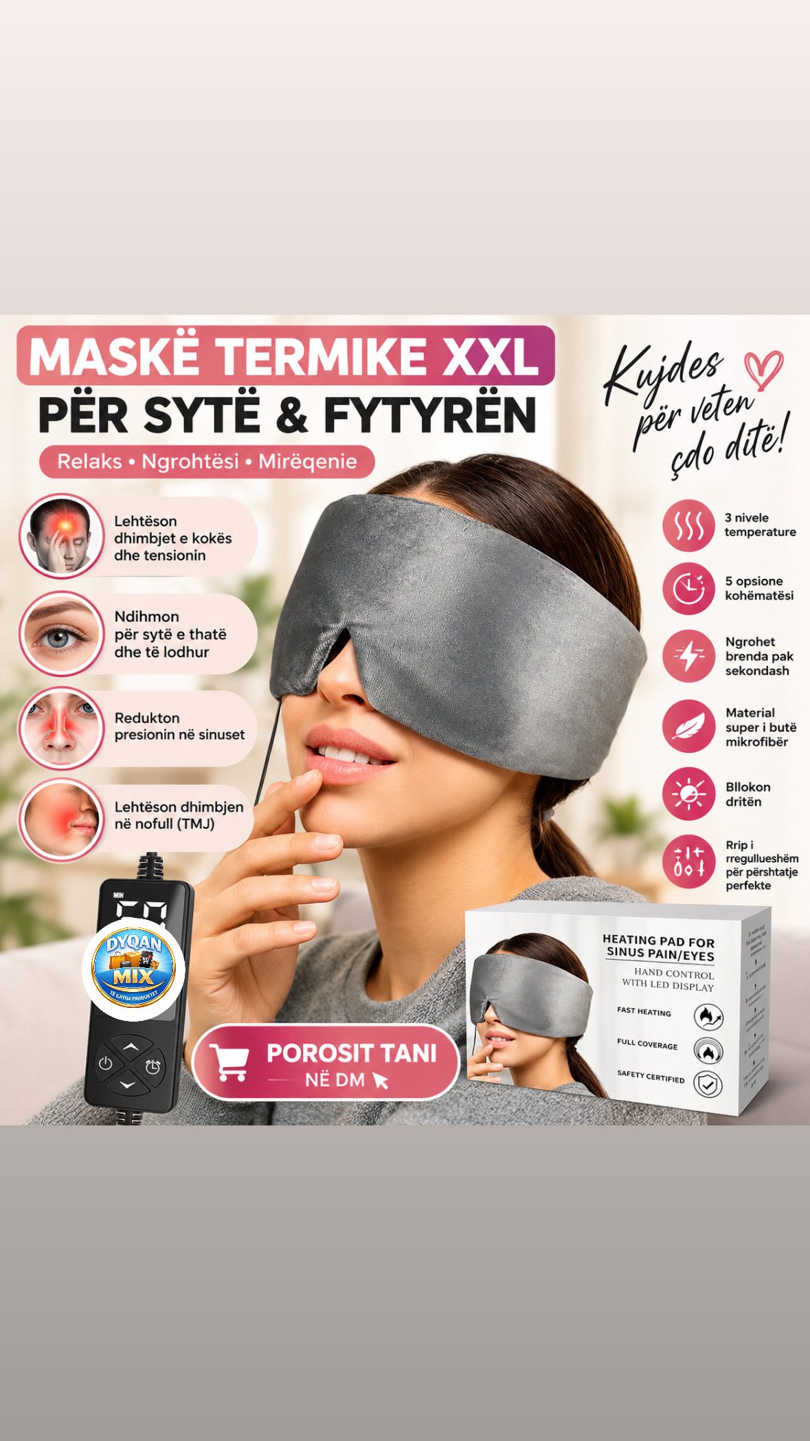 Maskë Termike për Sytë dhe Fytyrën me Ngrohje