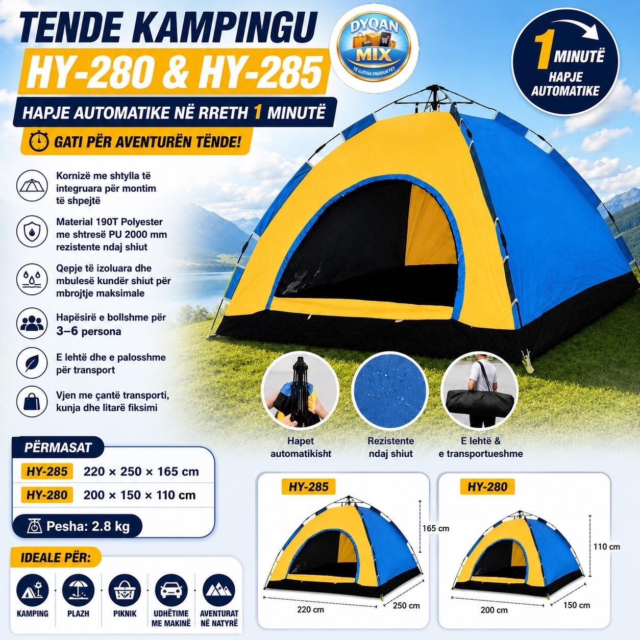 Tenda kampingu HY-285 & HY-280