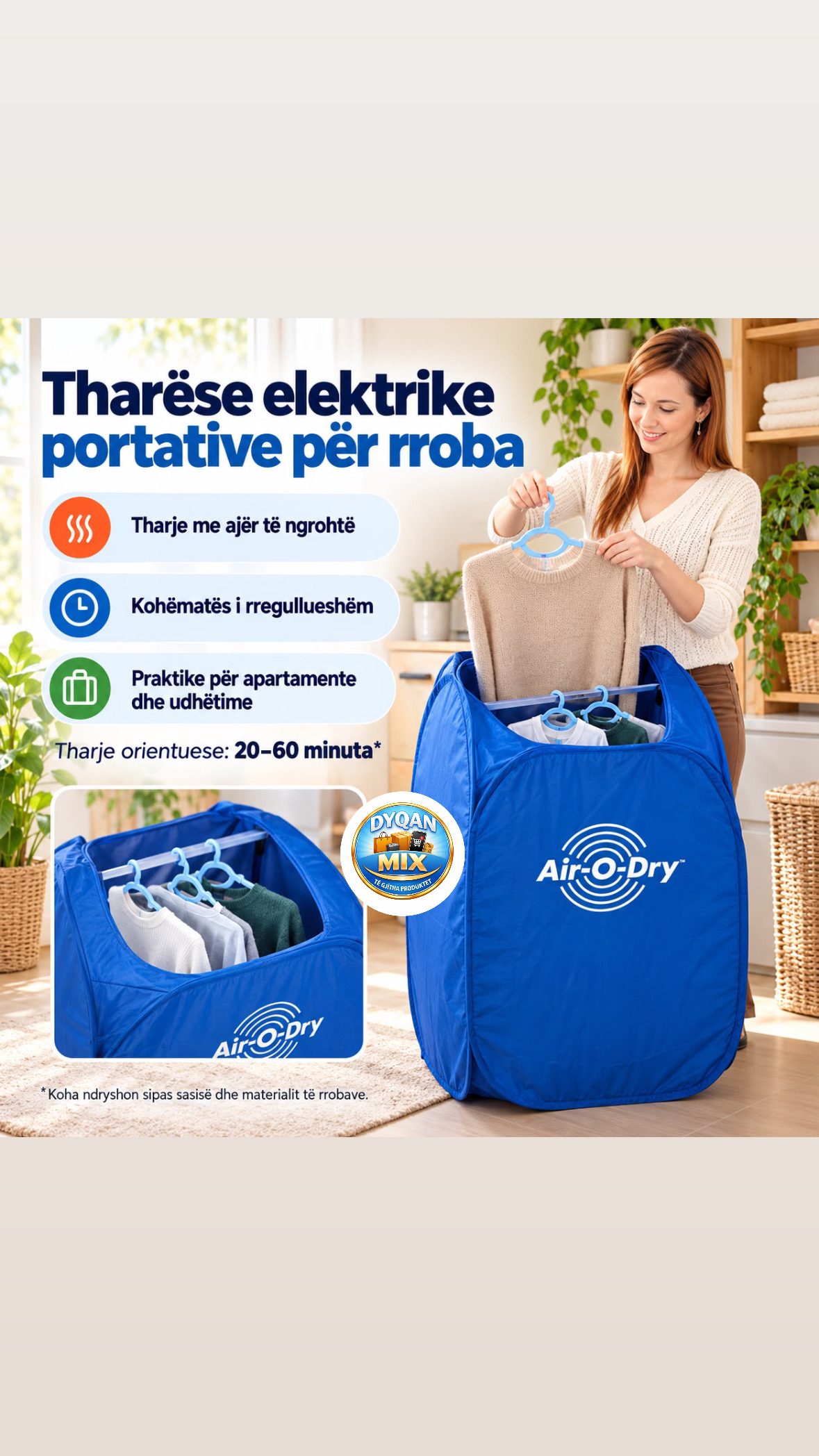 Tharëse Elektrike Portative për Rroba me Kohëmatës