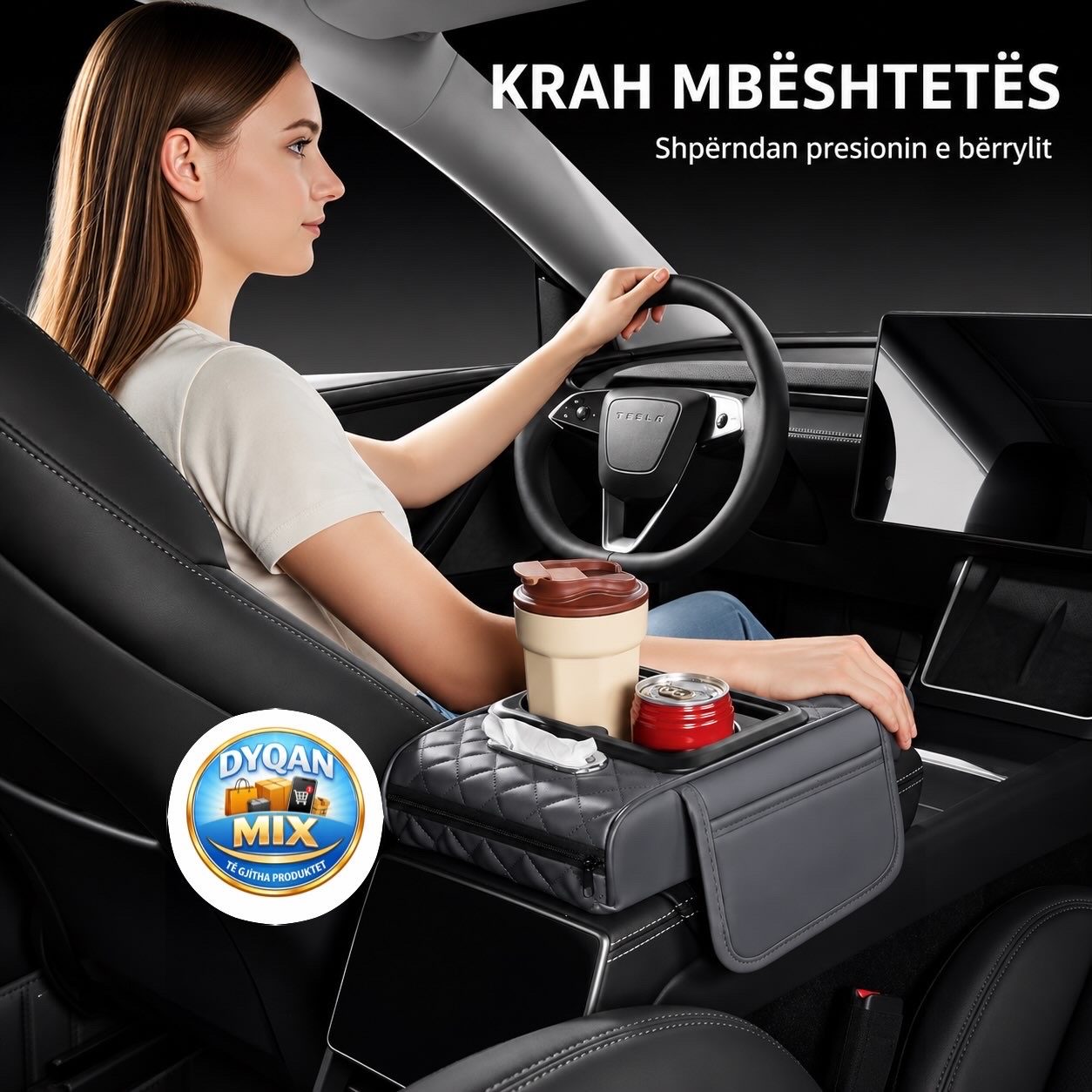AutoComfort 5-in-1™ – Organizues Multifunksional për Mbështetësen e Krahut në Makinë